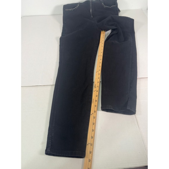 Guess Womens Jumpsuit Black Studded Denim  Zipper Front Sleeveless Pants Size 29 - Picture 8 of 15